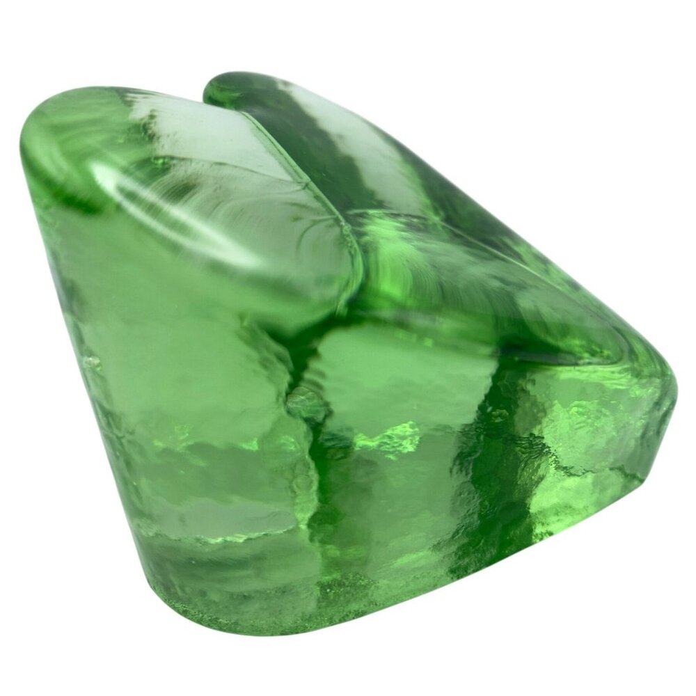 Fire & Light Green Celery Heart Paperweight Studio Art Glass SIGNED! - Picture 2 of 9